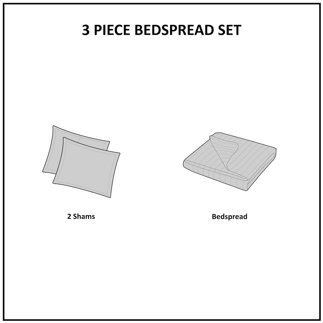 3 Piece Reversible Bedspread Set Khaki Full Queen Queen Khaki Microfiber