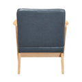 Natural Finish Solid Rubberwood Frame 1Pc Accent Chair Blue Faux Leather Upholstery Living Room Furniture Blue,Natural Primary Living Space Rubberwood Solid Wood