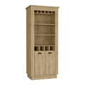 Lafayette Bar Cabinet With 4 Bottle Rack, Upper Glass Holder And Dual Door Design Beige Primary Living Space Modern Shelves Included Particle Board