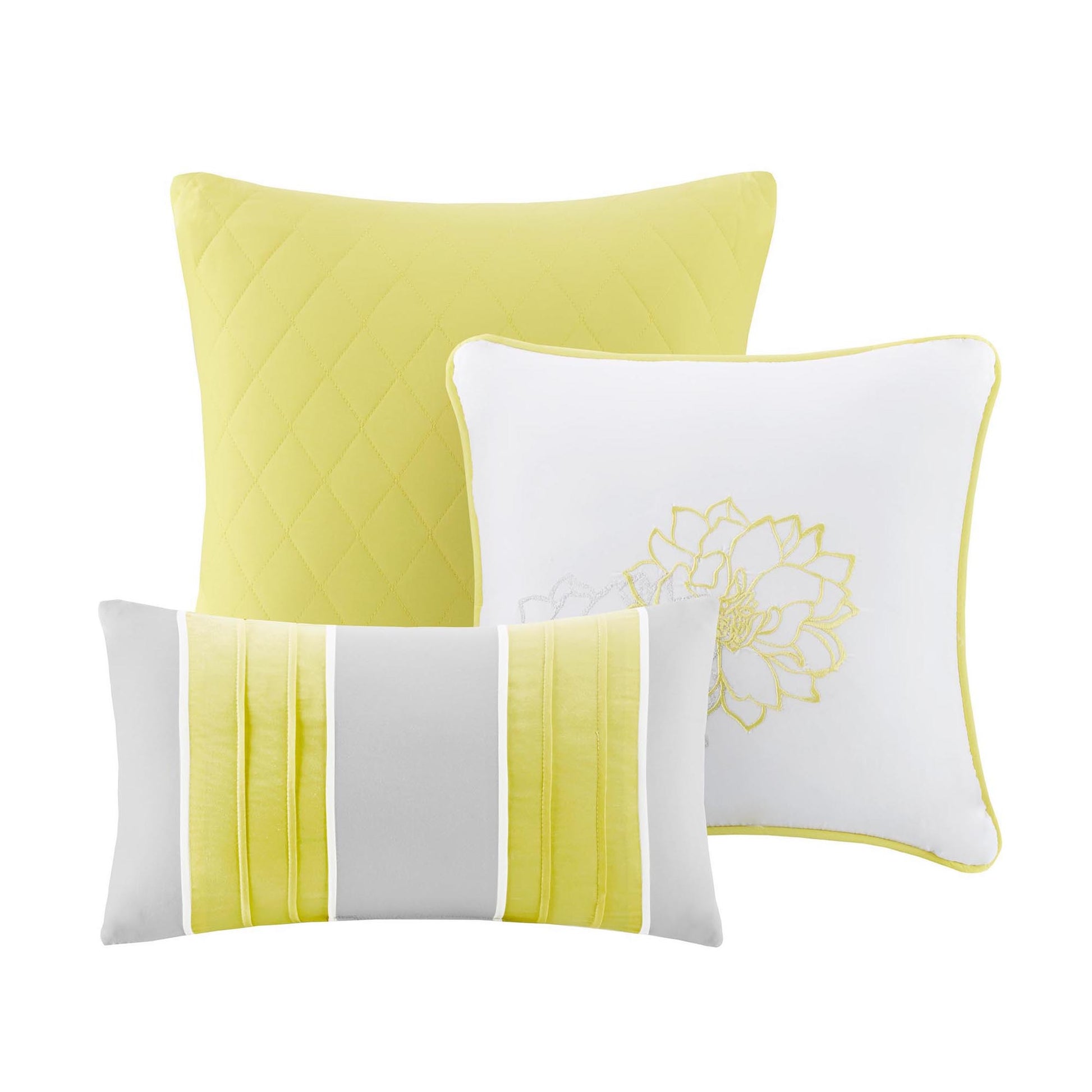 Printed Cotton Sateen Comforter Set Taupe Grey Yellow King King Yellow Grey Polyester