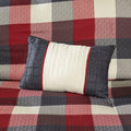 7 Piece Herringbone Comforter Set Red Cal King California King Red Polyester