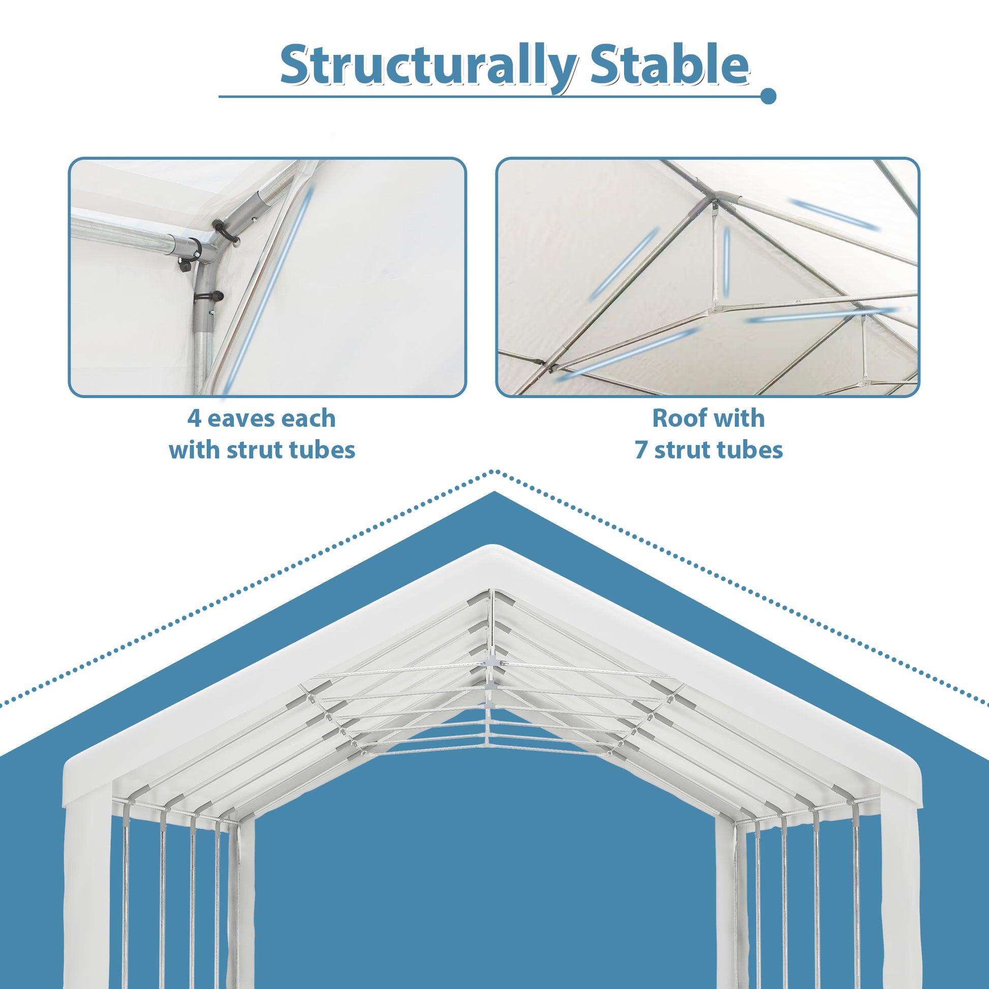 16X32Ft Party Tent Heavy Duty, Large Wedding Event Shelters With 3 Storage Bags & Removable Sidewalls, Outdoor Canopy Gazebo Commercial Tents For Parties Carport Camping Garden Patio White Metal