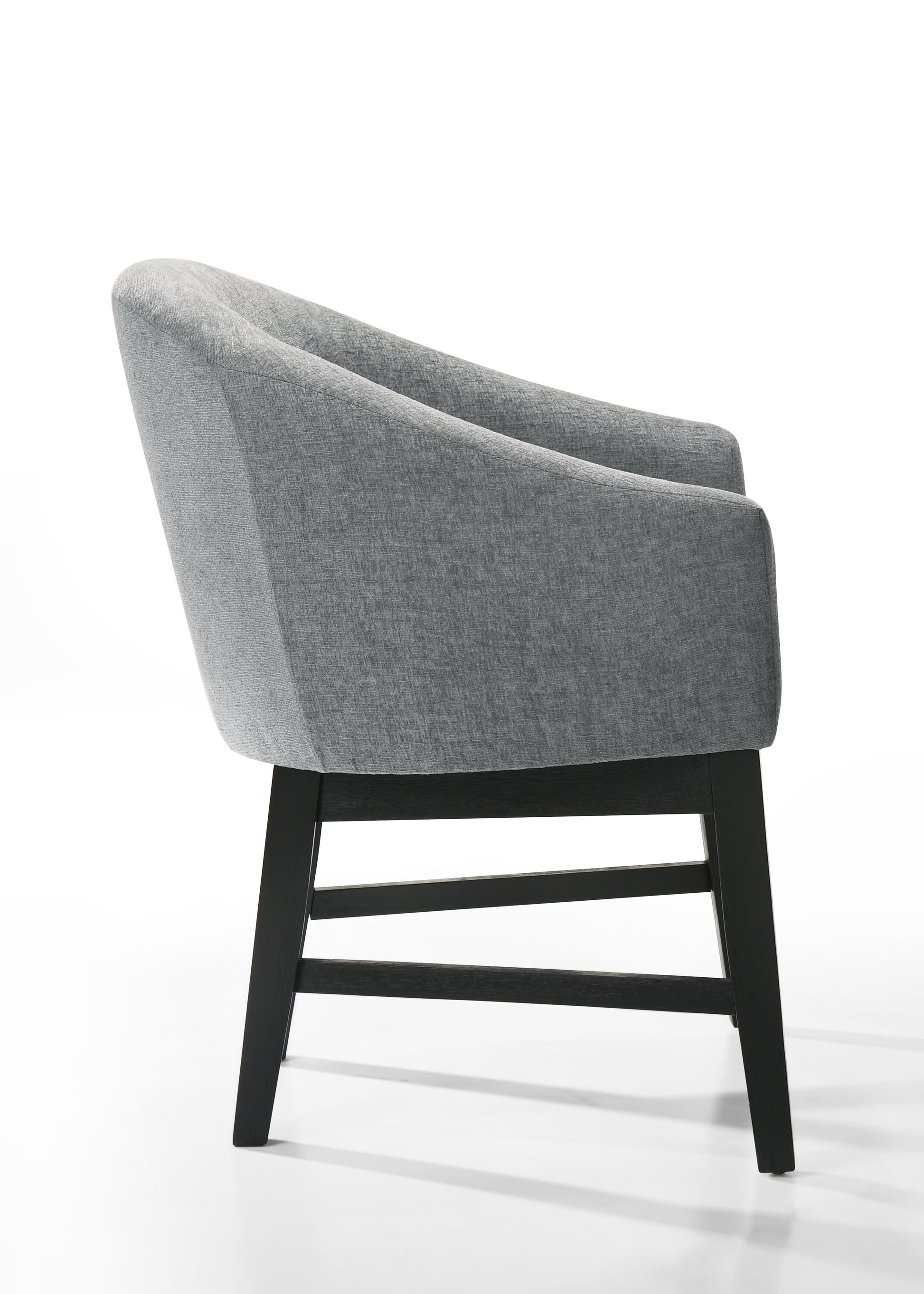 Haven Set Of 2 Gray Fabric Barrel Dining Chair With Black Finish Legs Gray Wood Fabric