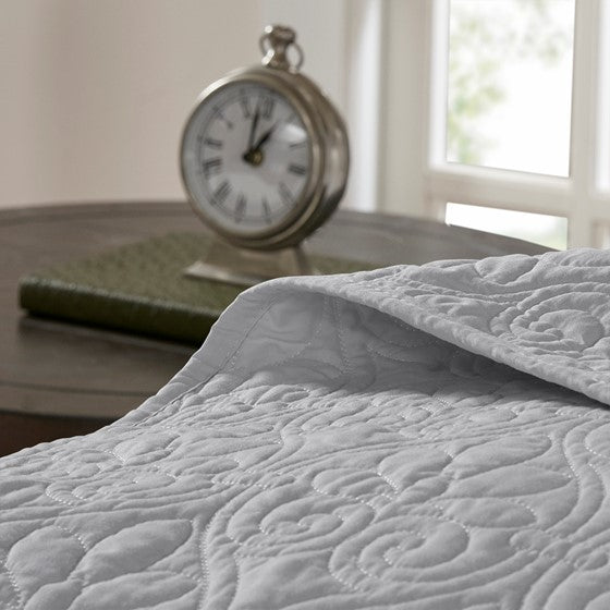 Reversible Quilt Set Grey King Cal King King Grey Cotton