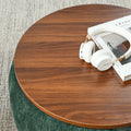 Round Storage Ottoman, 2 In 1 Function, Work As End Table And Ottoman,With Small Seat,Green 25