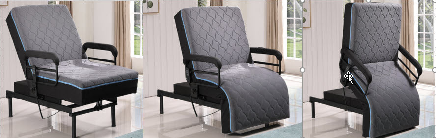 Adjustable Sit To Stand Bed W Remote With Convenient Lift Twin Blue Metal Twin