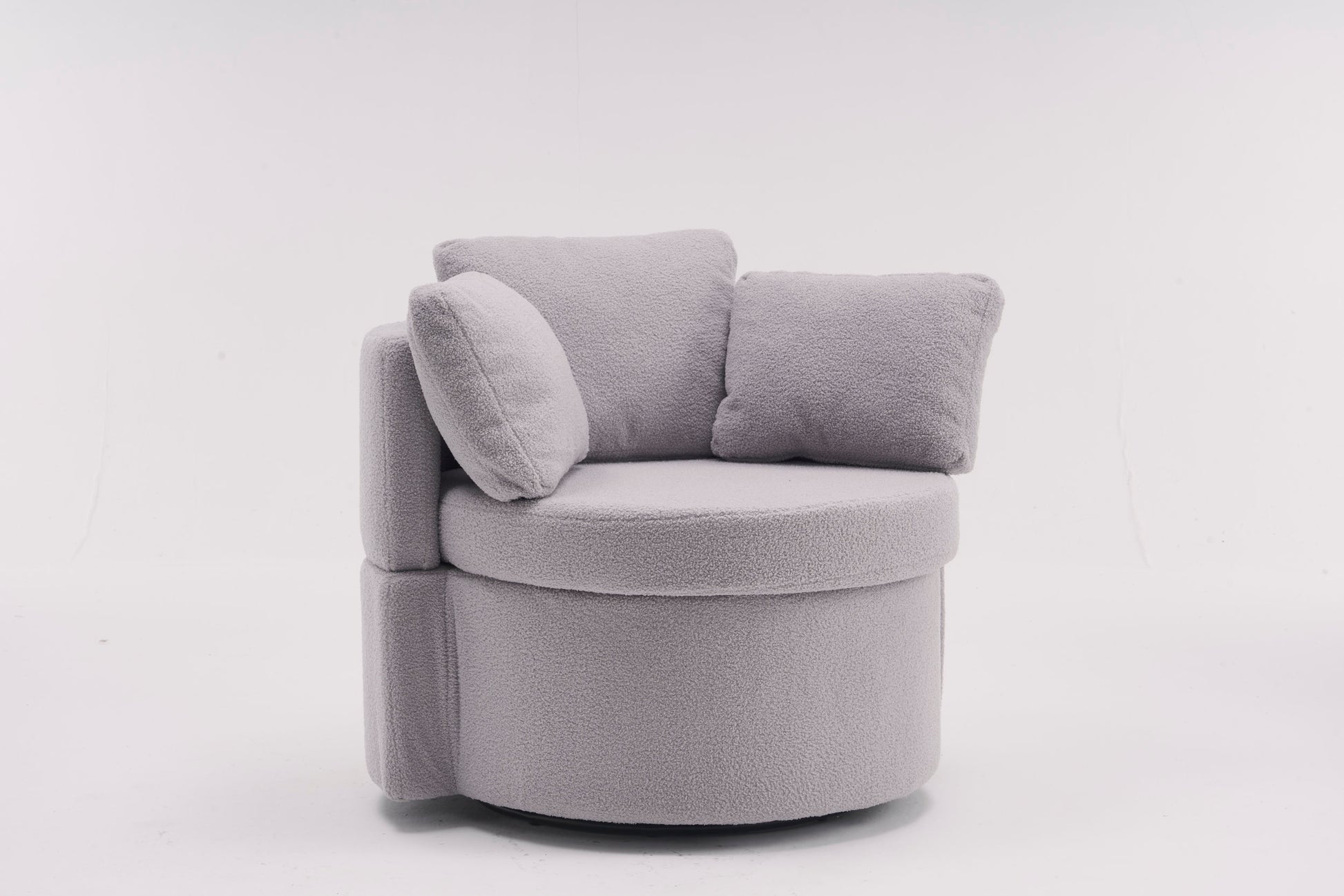 029 Teddy Fabric Swivel And Storage Chair With Back Cushion For Living Room,Light Gray Light Gray Primary Living Space Modern Foam Teddy