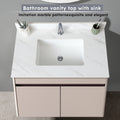37 Inch Marble Vanity Top, White Vanity Top With Pre Drilled Faucet Holes, Bathroom Vanity Top With Undermount Rectangular Middle Sink And 4