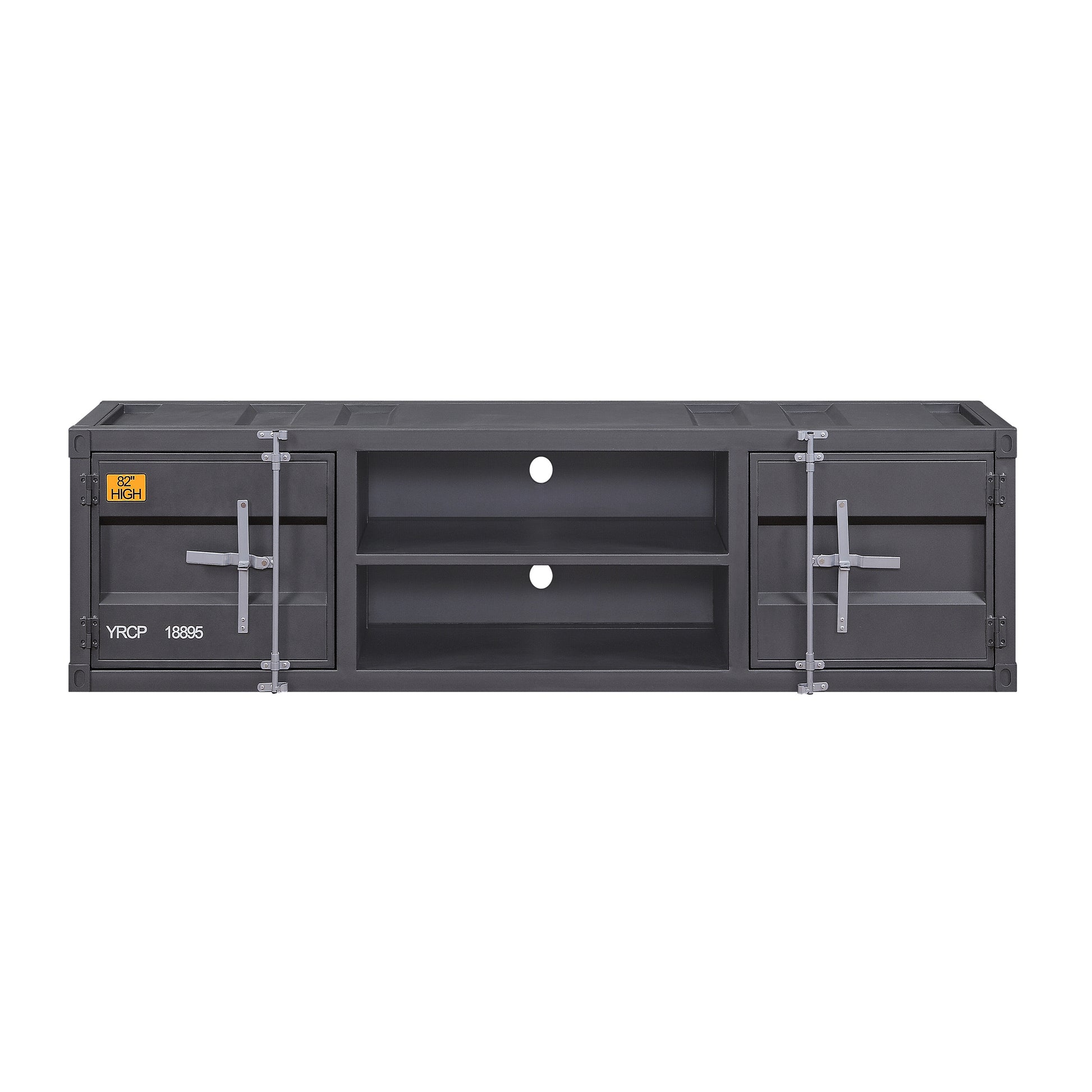 Gunmetal Tv Stand With 2 Open Shelves Gunmetal Primary Living Space 70 79 Inches Metal