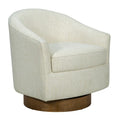 Upholstered Swivel Chair With Wood Base Cream Wood