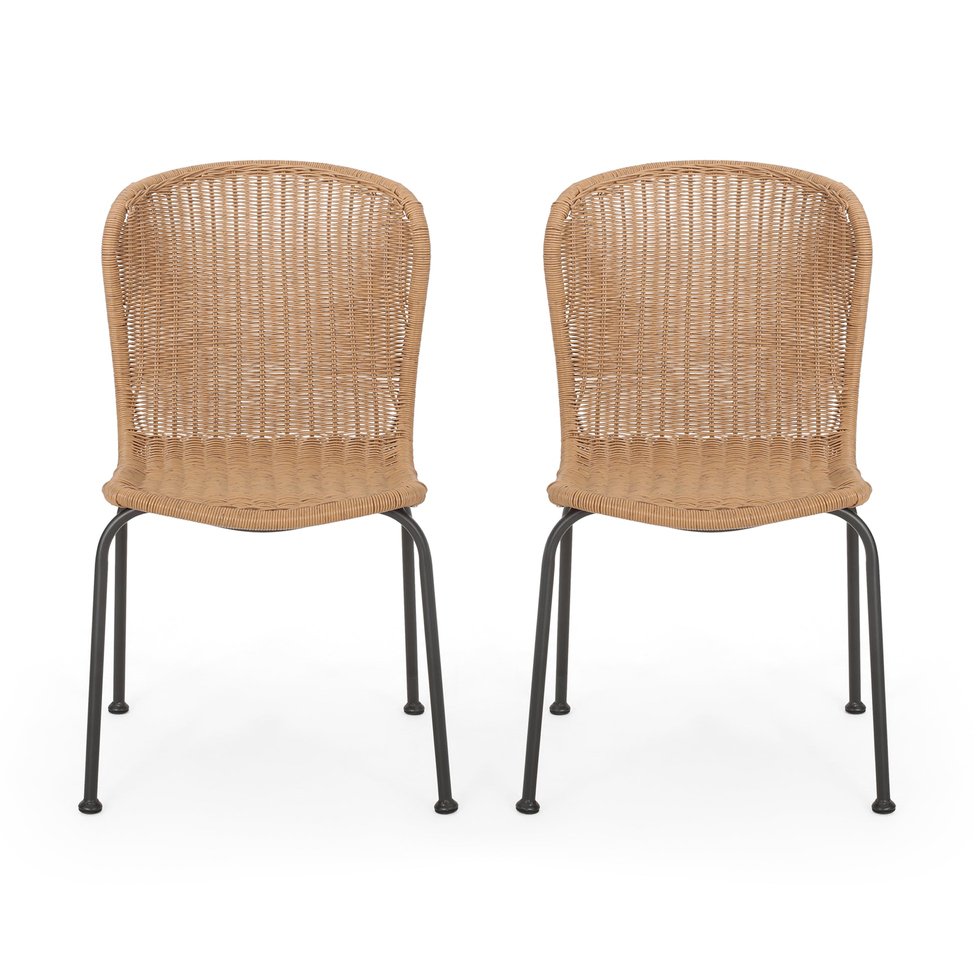 Boho Chair Set Of 2 Light Brown Rattan