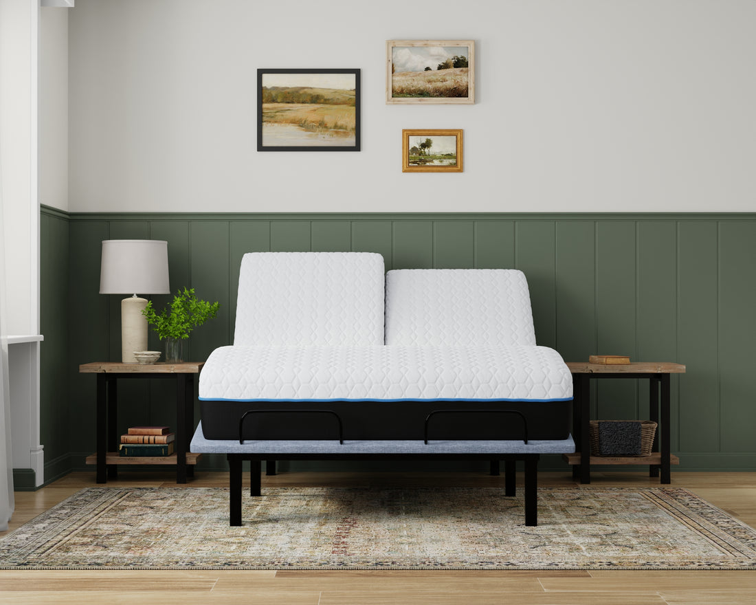 Copper Lux 14" Split Top King Plush Memory Foam Mattress With Phase Change Cooling Fabric White Gray Foam Split Top King