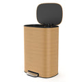 13 Gallon 50L Kitchen Foot Pedal Operated Soft Close Trash Can Stainless Steel Ellipse Bustbin Wood Wood Steel