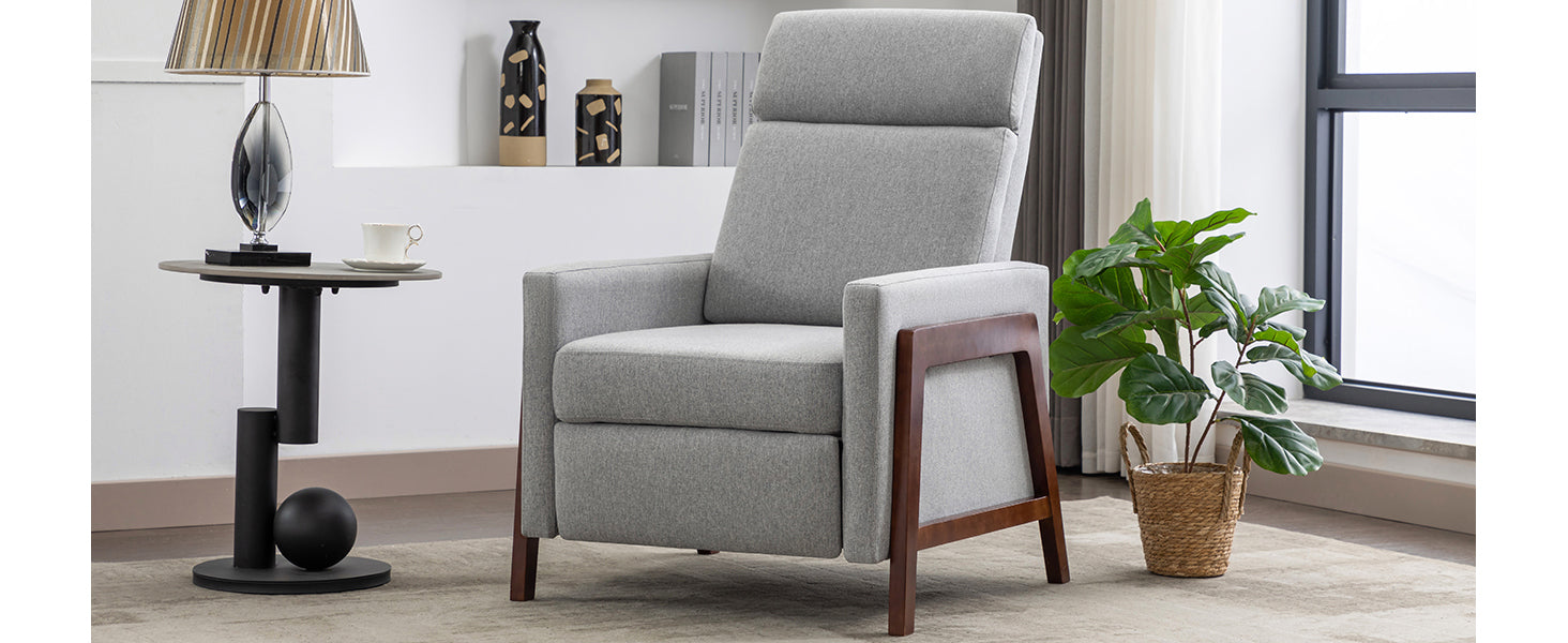 Set Of Two Wood Framed Upholstered Recliner Chair Adjustable Home Theater Seating With Thick Seat Cushion And Backrest Modern Living Room Recliners,Gray Gray Linen