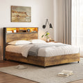 Metal Platform Bed With Underneath Storage, Led And Usb Ports, Full, Black Full Black Mdf Metal