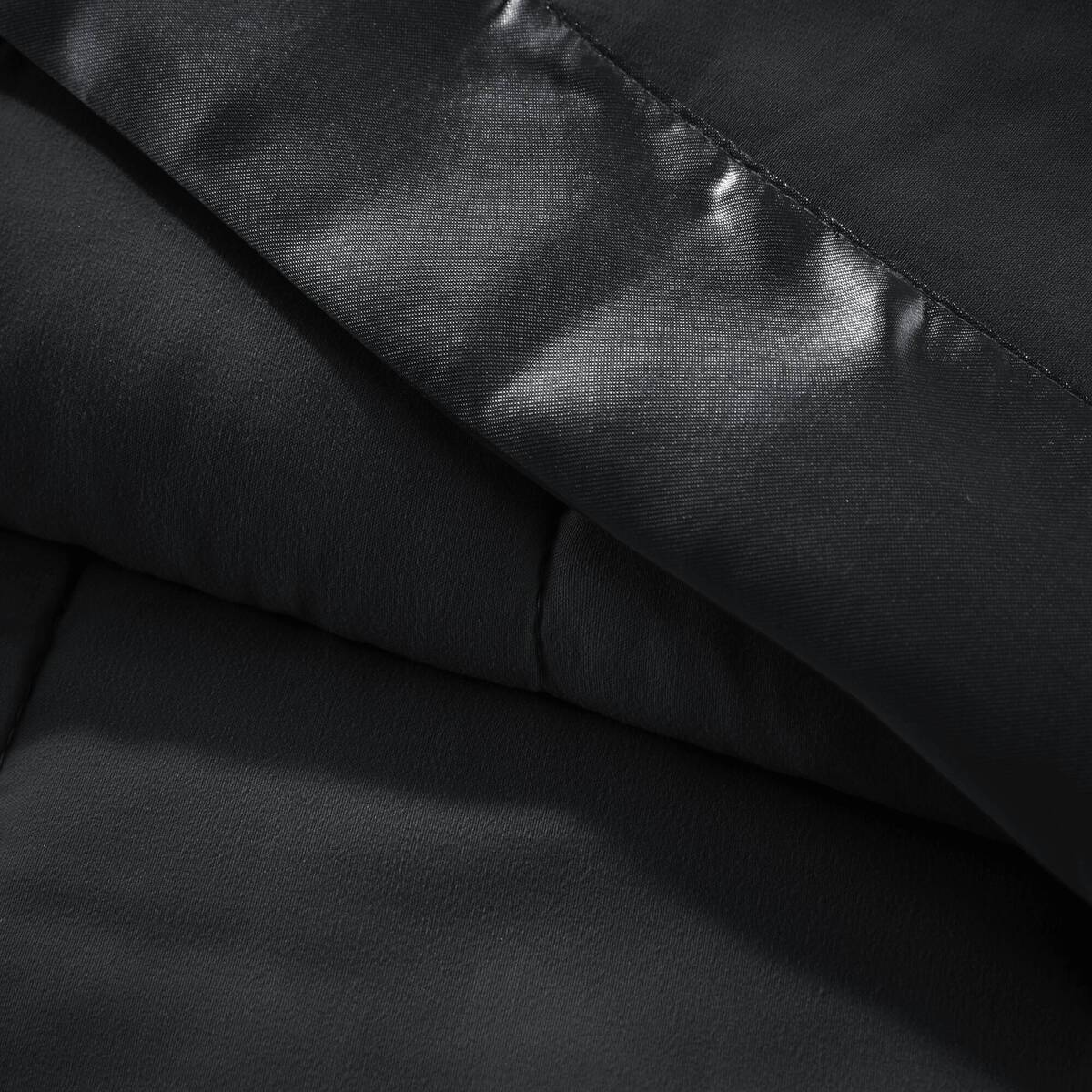 Lightweight Down Alternative Blanket With Satin Trim Black Twin Black Polyester