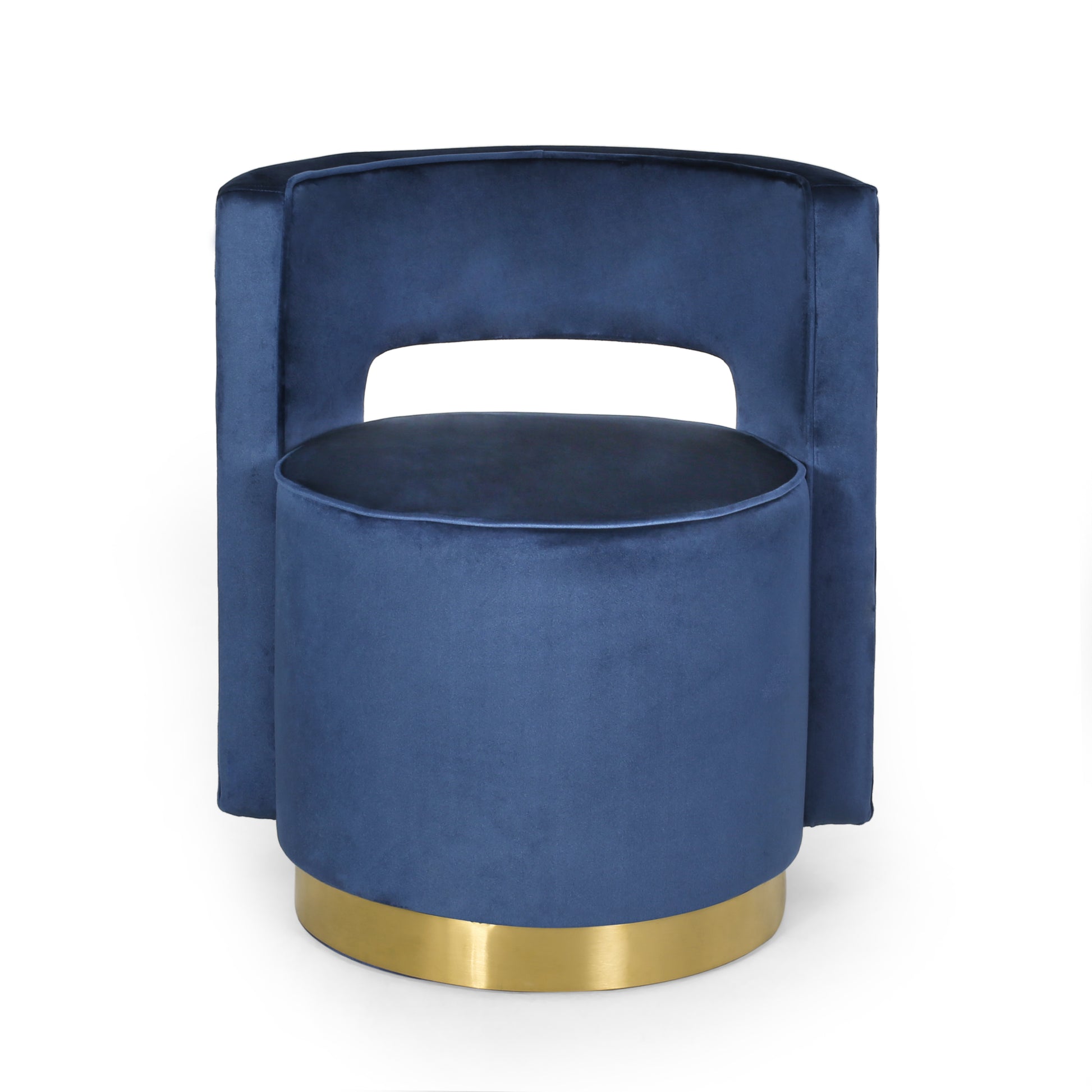 Swivel Arm Chair Blue Velvet