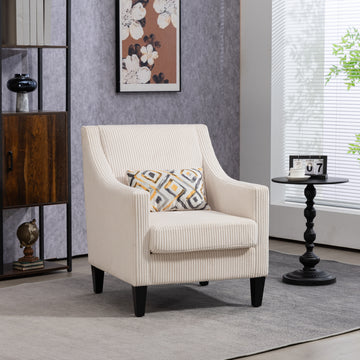 Coolmore Modern Accent Chair,Upholstered Armchair With Scooped Arms For Bedroom,Apartment,Studio,Office,Waiting Room Beige Corduroy Beige Primary Living Space Foam Corduroy