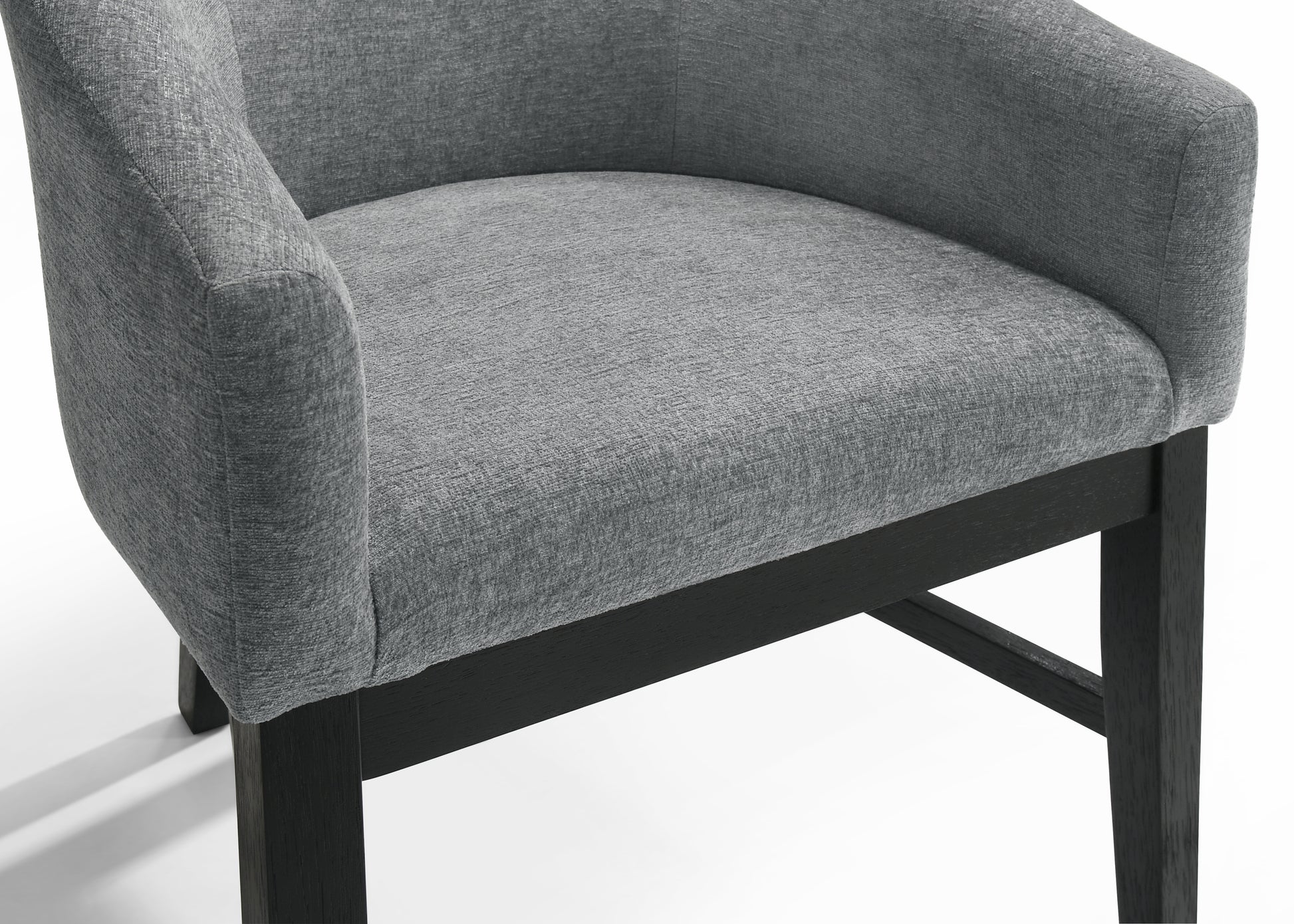 Haven Set Of 2 Gray Fabric Barrel Dining Chair With Black Finish Legs Gray Wood Fabric