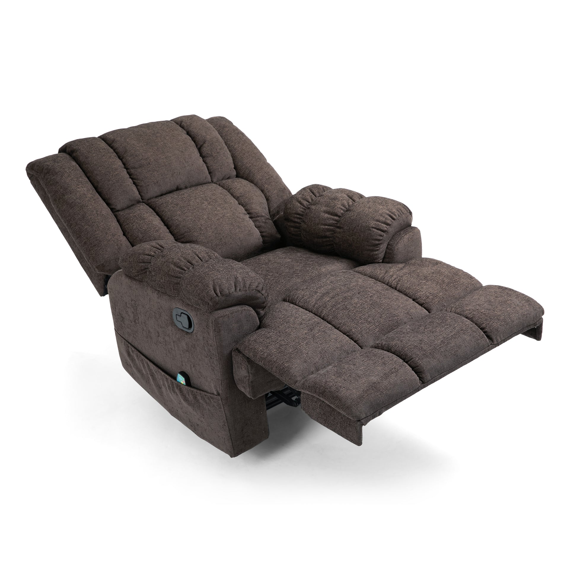 Massage Recliner Brown Fabric