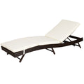 Outsunny Patio Chaise Lounge, Pool Chair With 5 Position Adjustable Backrest & Cushion, Outdoor Pe Rattan Wicker Sun Tanning Seat, 78.75