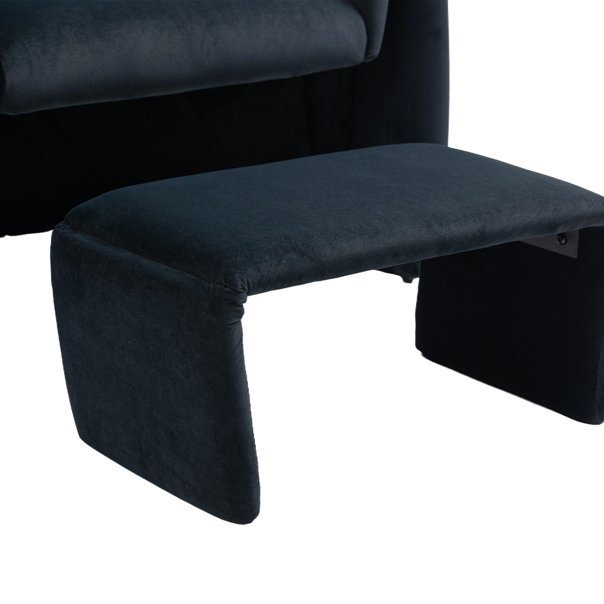 Coolmore Accent Chair With Ottoman, Mid Century Modern Barrel Chair Upholstered Club Tub Round Arms Chair For Living Room Bedroom Office Black Velvet Black Foam Velvet