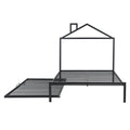 Full Size Metal Platform Bed With Twin Size Trundle,House Shaped Headboard Design, Black Full Black Metal