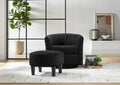 Swivel Accent Chair 360 Comfy Recliner Corduroy Arm Chair Single Sofa With Ottoman For Living Room Bedroom,Black Black Fabric