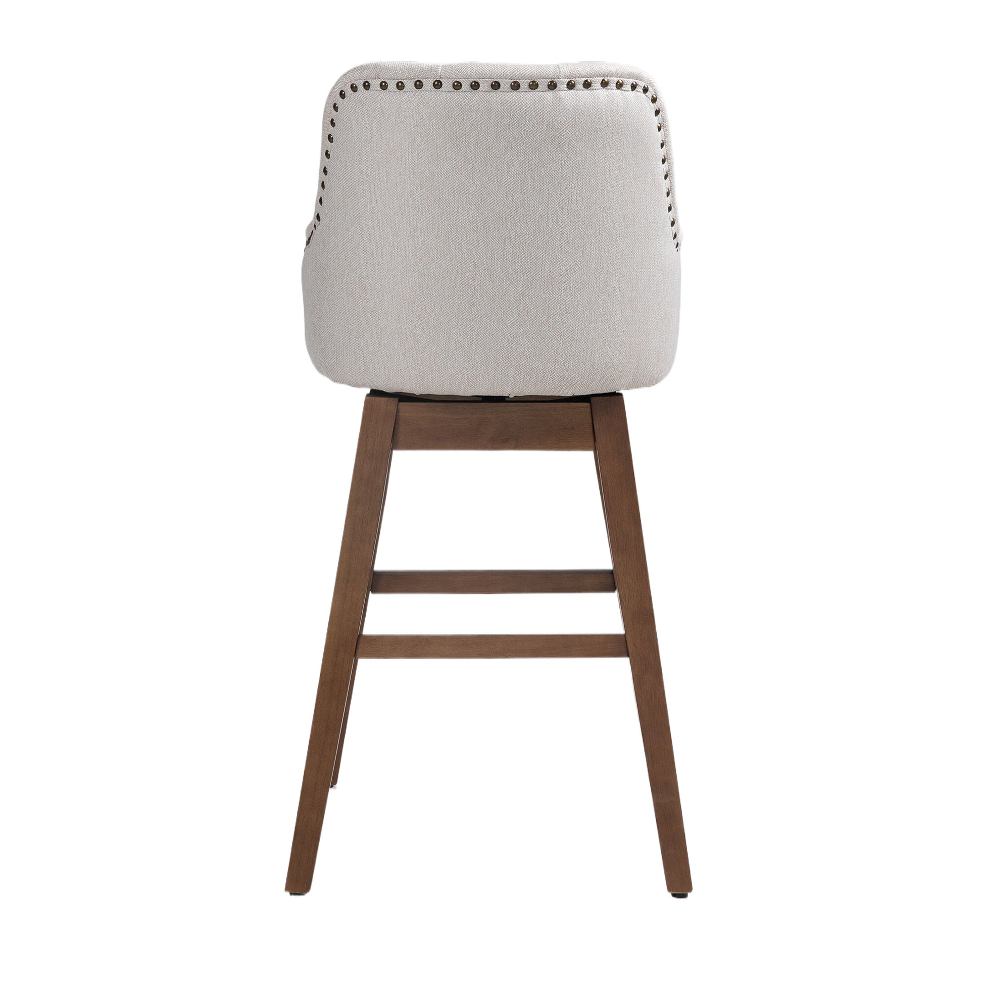 Coolmore Bar Stools Set Of 2 Counter Height Chairs With Footrest For Kitchen, Dining Room And 360 Degree Solid Wood Legs Swivel Bar Stools Set Of 2 Beige Linen Beige Foam Linen