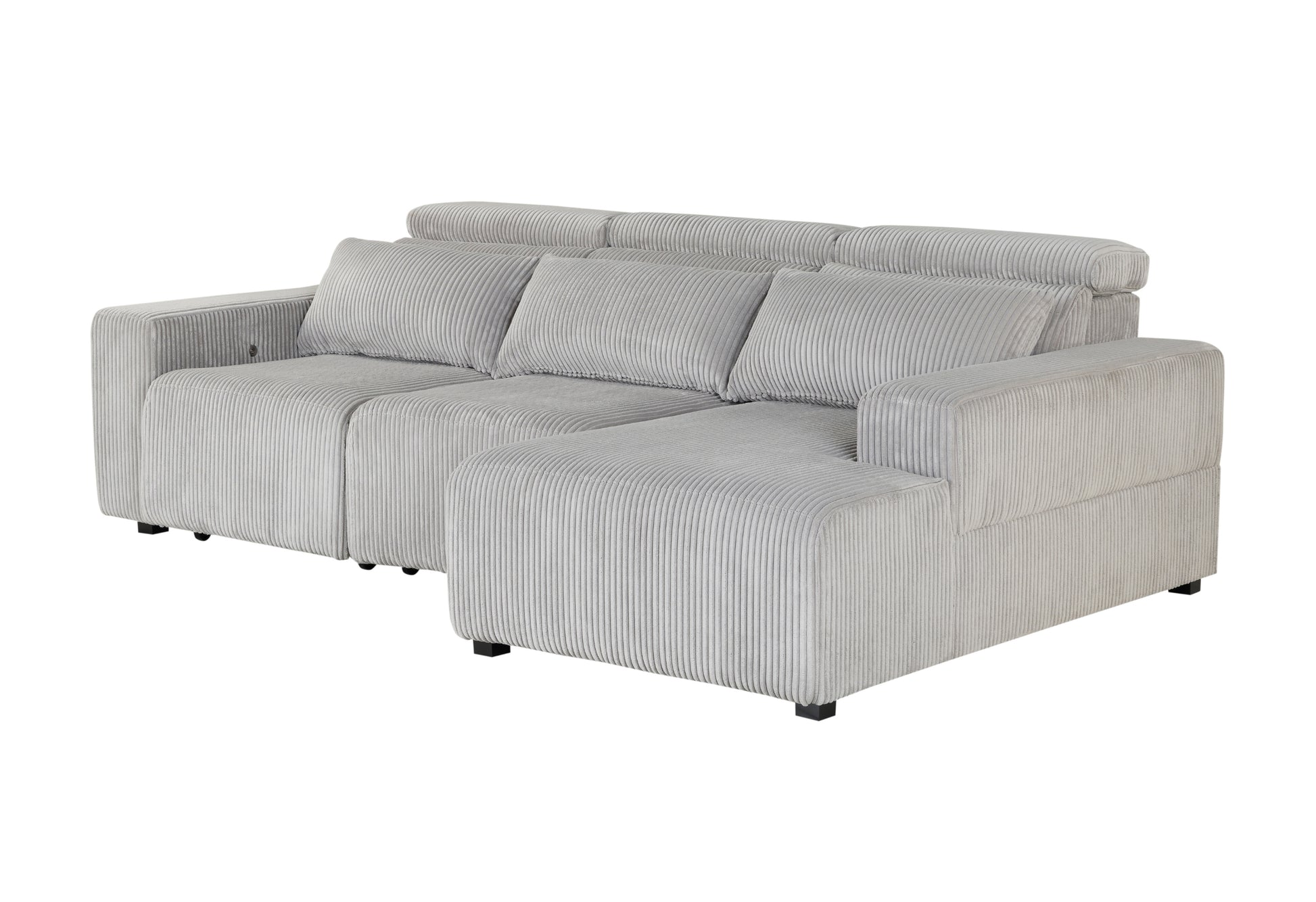 Seltos Grey Power Sectional Gray Fabric 5 Seat
