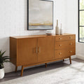 Mid Century Modern Minimalist 2 Door Sideboard Acorn Brown Mdf