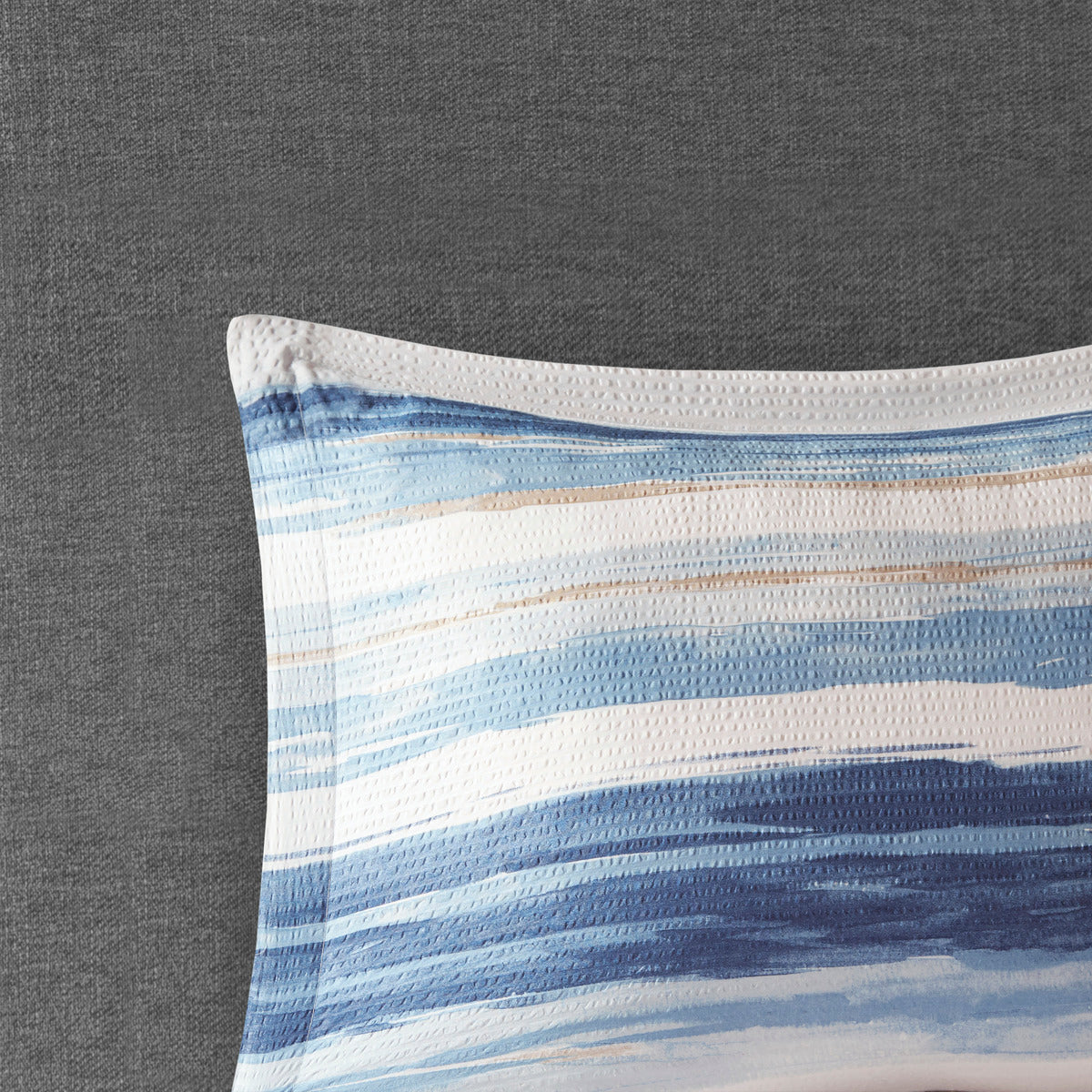 8 Piece Printed Seersucker Comforter And Quilt Set Collection Blue Full Queen Full Blue Polyester