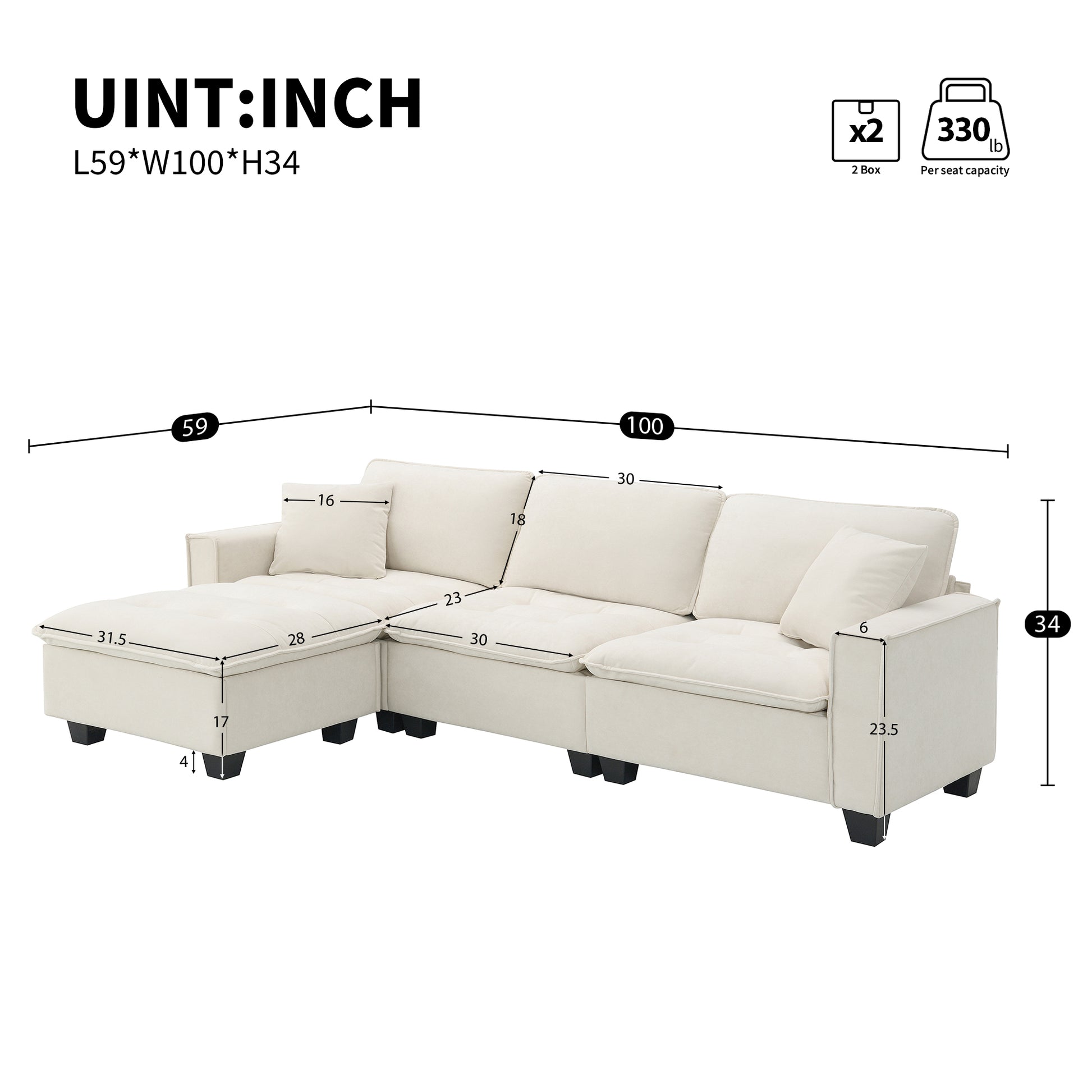 6006A Package Beige Suede 1 Seat