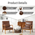 Coolmore Modern Accent Chair, Solid Wood Padding Lounge Armchairs With One Pillow For Living Room, Bedroom, Guest Room Brown Pu Brown Pu Brown Primary Living Space Modern Rubberwood Foam Pu Leather