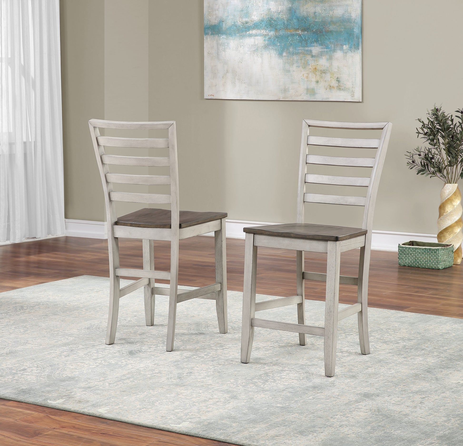 Abacus 5 Piece Dining Set With Drop Leaf Counter Height Table Smoke Grey Smoke Grey Wood