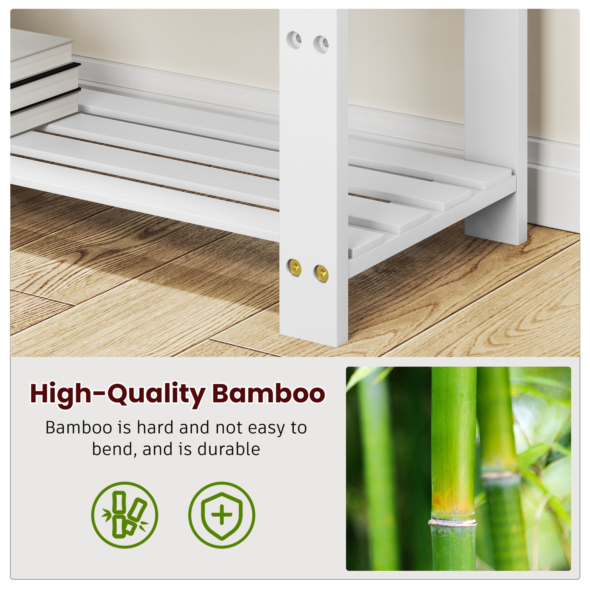 Bamboo Shoe Bench, 3 Tier Shoe Rack, Entryway Bench With Cushion And Adjustable Shelves, Shoe Rack For Entryway, Hallway, Mudroom And Living Room, White White Bamboo