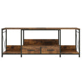 Tv Stand With Led Lights Power Outlets Tv Stand With Fabric Drawers For 65 70 75 Inches Tv Entertainment Center And Industrial Tv Console Table With Open Storage Shelves For Living Room, Bedroom