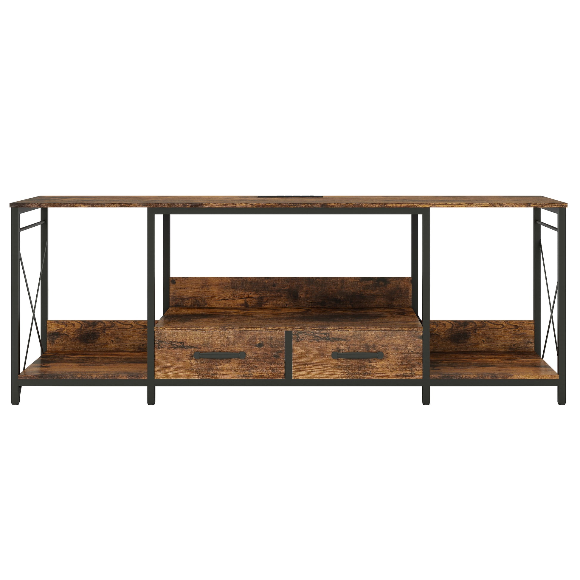 Tv Stand With Led Lights Power Outlets Tv Stand With Fabric Drawers For 65 70 75 Inches Tv Entertainment Center And Industrial Tv Console Table With Open Storage Shelves For Living Room, Bedroom