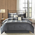 7 Piece Herringbone Comforter Set Grey King King Grey Polyester