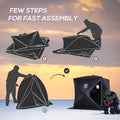 Outsunny 2 Person Ice Fishing Shelter, Pop Up Portable Ice Fishing Tent With Carry Bag, Windows And Anchors For Low Temp 22 , Black Black Cotton