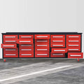 10Ft Workbench With Storage Drawers 25 Drawers Red Red Steel
