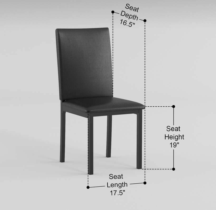 Set Of 4 Dining Chairs Black Faux Leather Upholstery Casual Dining Room Furniture Metal Frame Black Dining Room Side Chair Metal