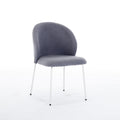 Heng Ming Iron Footed Dining Chair With Adjustable Foot Pads. Suitable For Dining Room, Living Room, Study Room,Set Of 2 Light Gray Wood