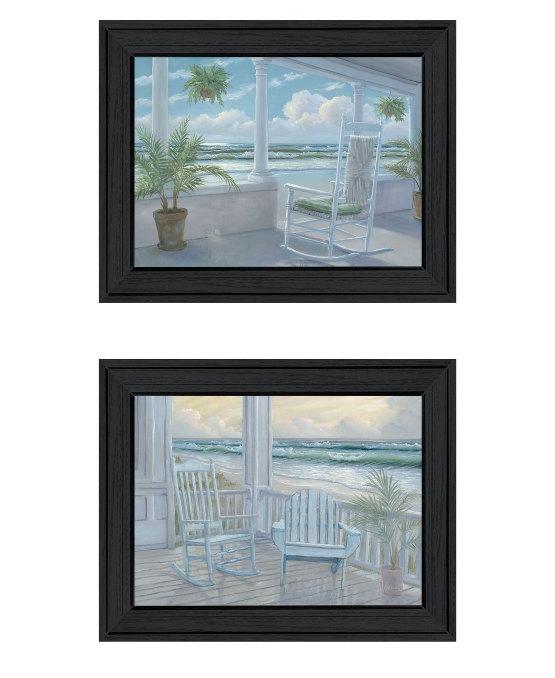 "Coastal Porch Relaxing" Framed Wall Art For Living Room, Wall Art Print For Home Decor, Bedroom Wall Art By Georgia Janisse Multicolor Wood Paper