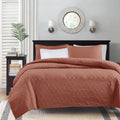 3 Piece Reversible Quilt Set Clay Red King Cal King Red Polyester