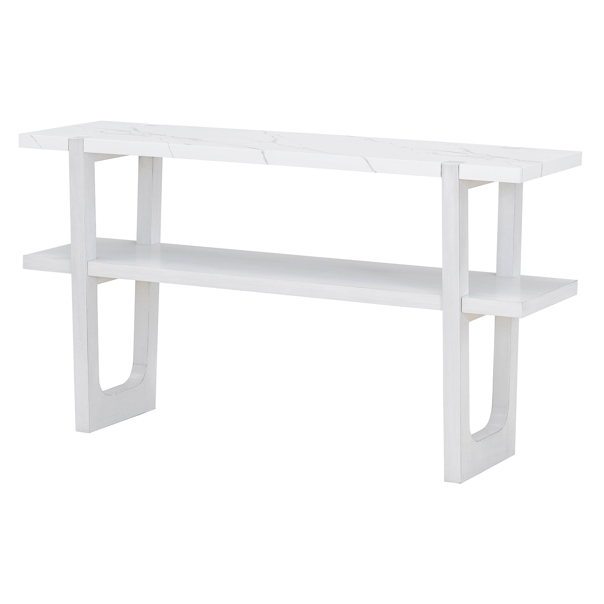 Retro Elegant Console Table With Marble Effect Top And Versatile Storage Solutions For Entryway And Living Room Antique White Antique White Solid Wood Mdf