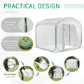 Outsunny 7' X 7' X 6' Portable Walk In Greenhouse, Pop Up Setup, Outdoor Garden Hot House, Hobby Greenhouse Tent With Zipper Door For Growing Flowers, Herbs, Vegetables, Saplings, Succulents, White White Steel