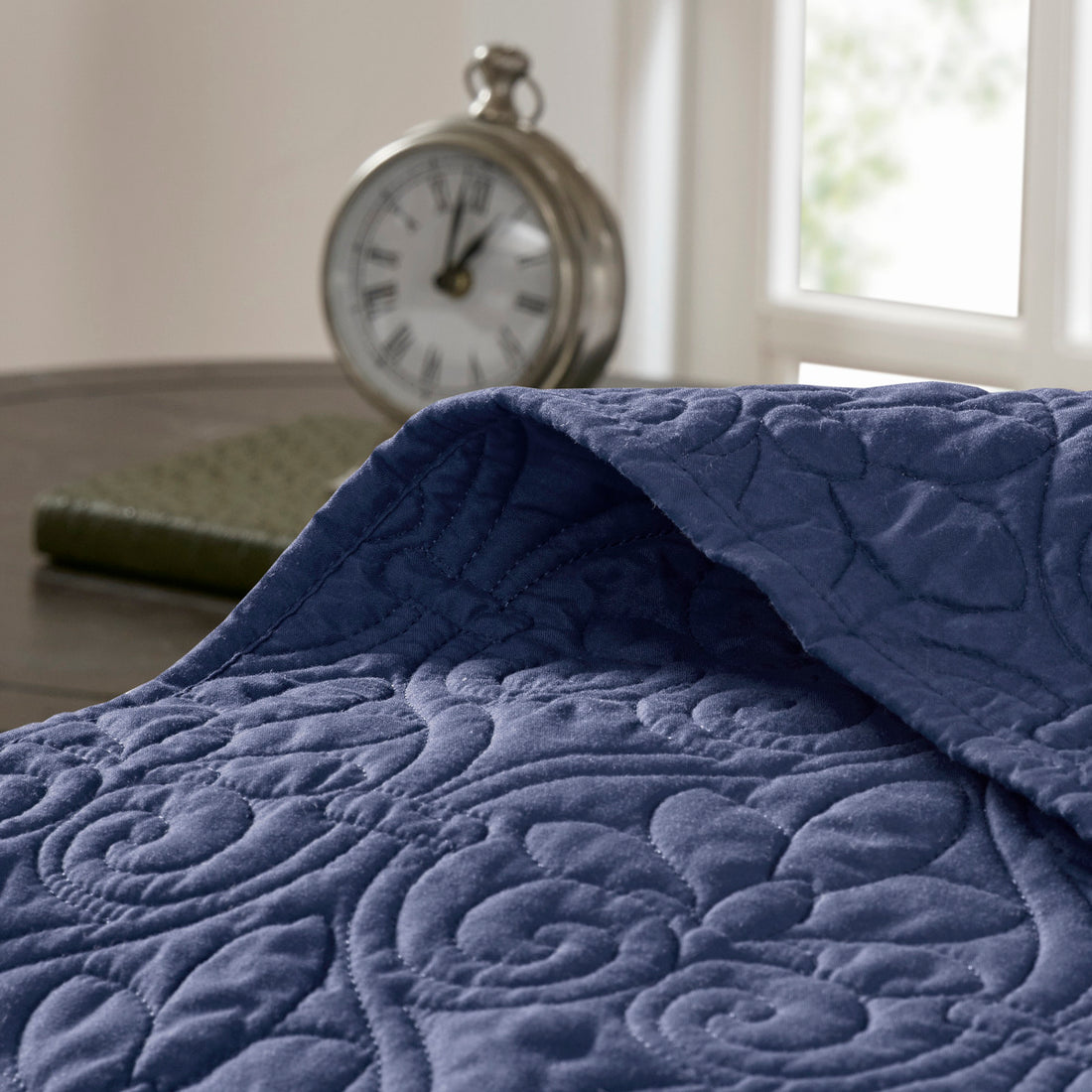 Reversible Bedspread Set Navy Queen Navy Cotton