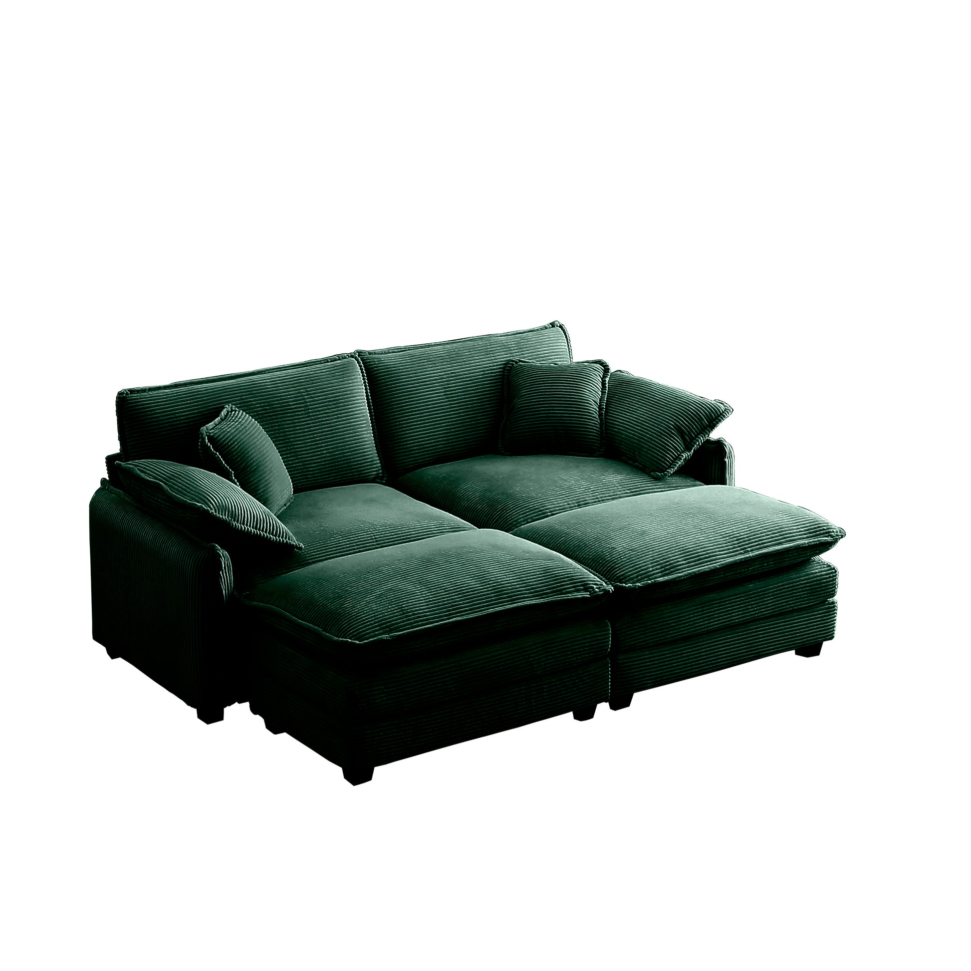Two Seater Theater Sofa With 2 Footrest, 2 Seater Sofa With Ottoman For Small Living Spaces,Green Corduroy Green Corduroy 2 Seat