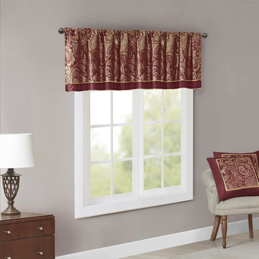 Jacquard Window Valance Burdy 50X18" Burgundy Polyester
